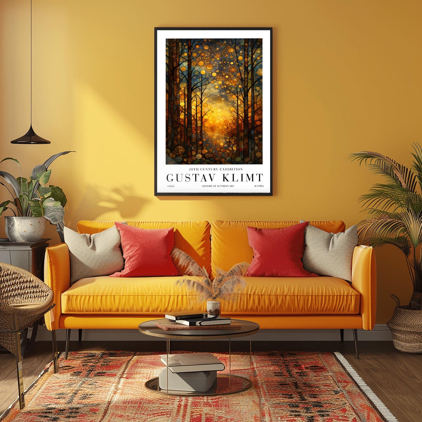 Gustav Klimt Celestial Night Print: Golden Moonlit Landscape Art