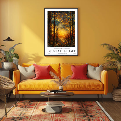 Gustav Klimt Celestial Night Print: Golden Moonlit Landscape Art
