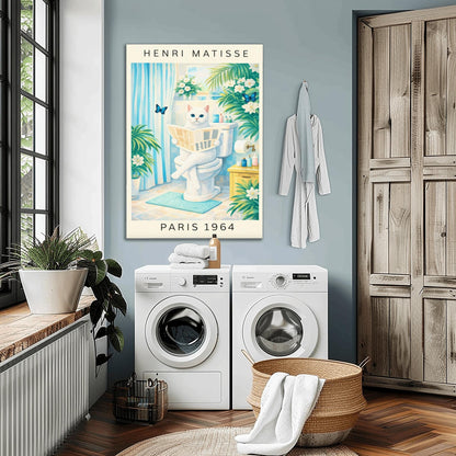 Matisse Cat on Toilet Print – Funny Bathroom Wall Art
