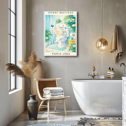 Matisse Cat on Toilet Print – Funny Bathroom Wall Art