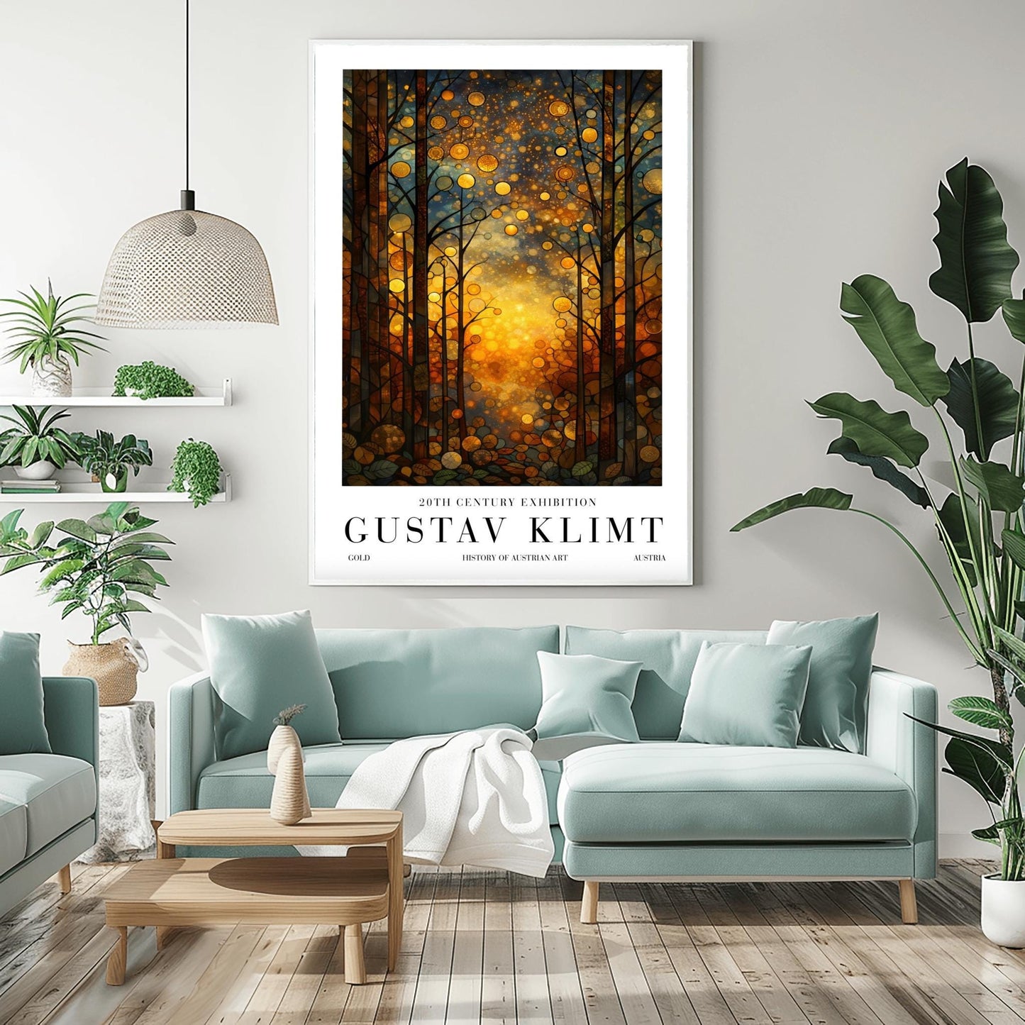 Gustav Klimt Celestial Night Print: Golden Moonlit Landscape Art