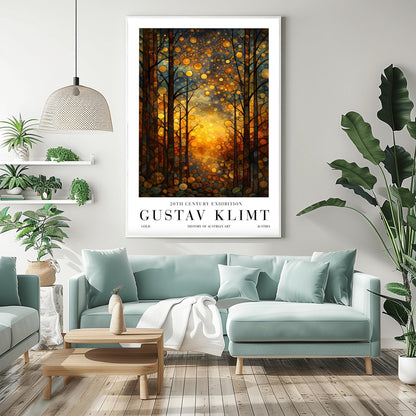 Gustav Klimt Celestial Night Print: Golden Moonlit Landscape Art