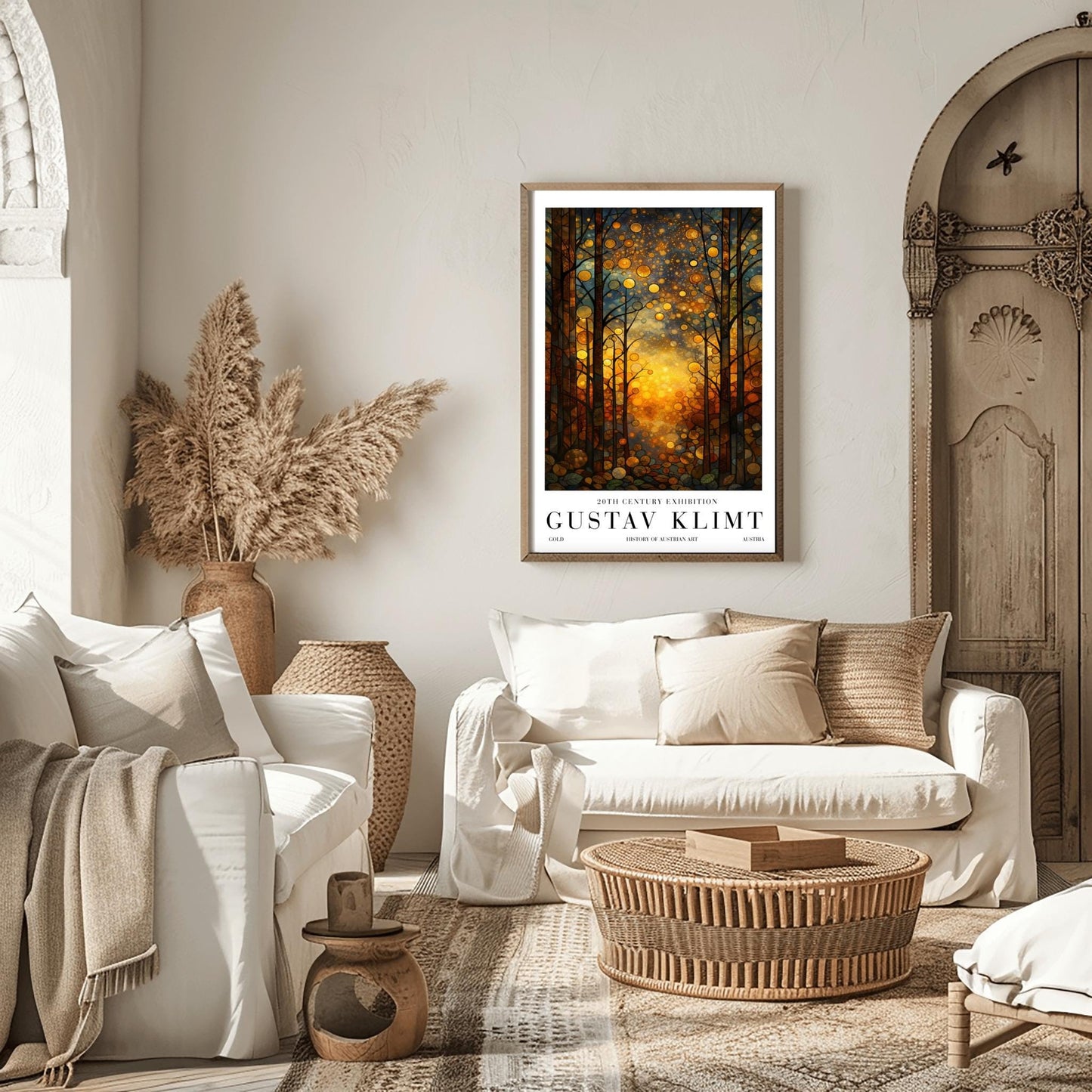 Gustav Klimt Celestial Night Print: Golden Moonlit Landscape Art