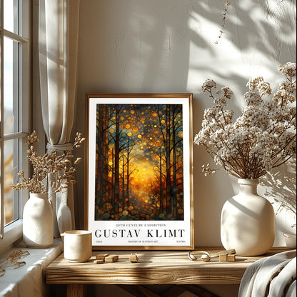 Gustav Klimt Celestial Night Print: Golden Moonlit Landscape Art