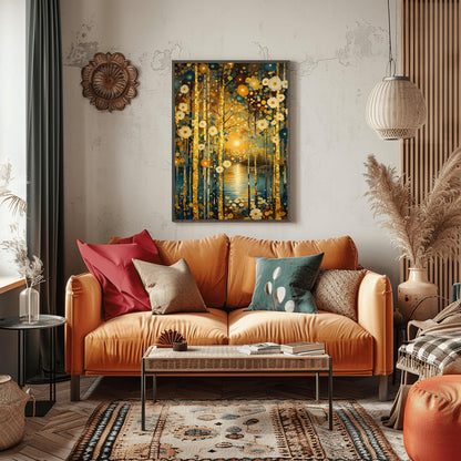 Gustav Klimt Sunrise Garden Print: Museum Exhibition Art Poster