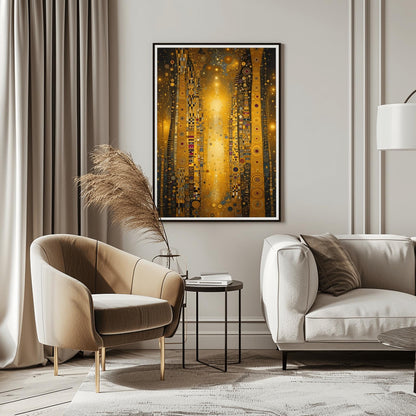 Gold Mosaic Wall Art: Gustav Klimt Inspired Abstract (Multiple Sizes)