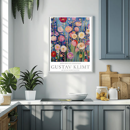 Gustav Klimt Floral Print - Klimt Museum & Exhibition Poster, Flower Garden Art, Classic Gustav Klimt Painting Wall Decor.