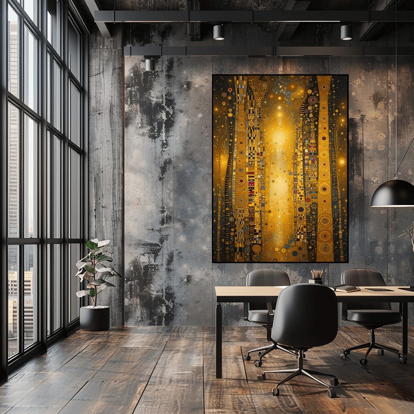 Gold Mosaic Wall Art: Gustav Klimt Inspired Abstract (Multiple Sizes)
