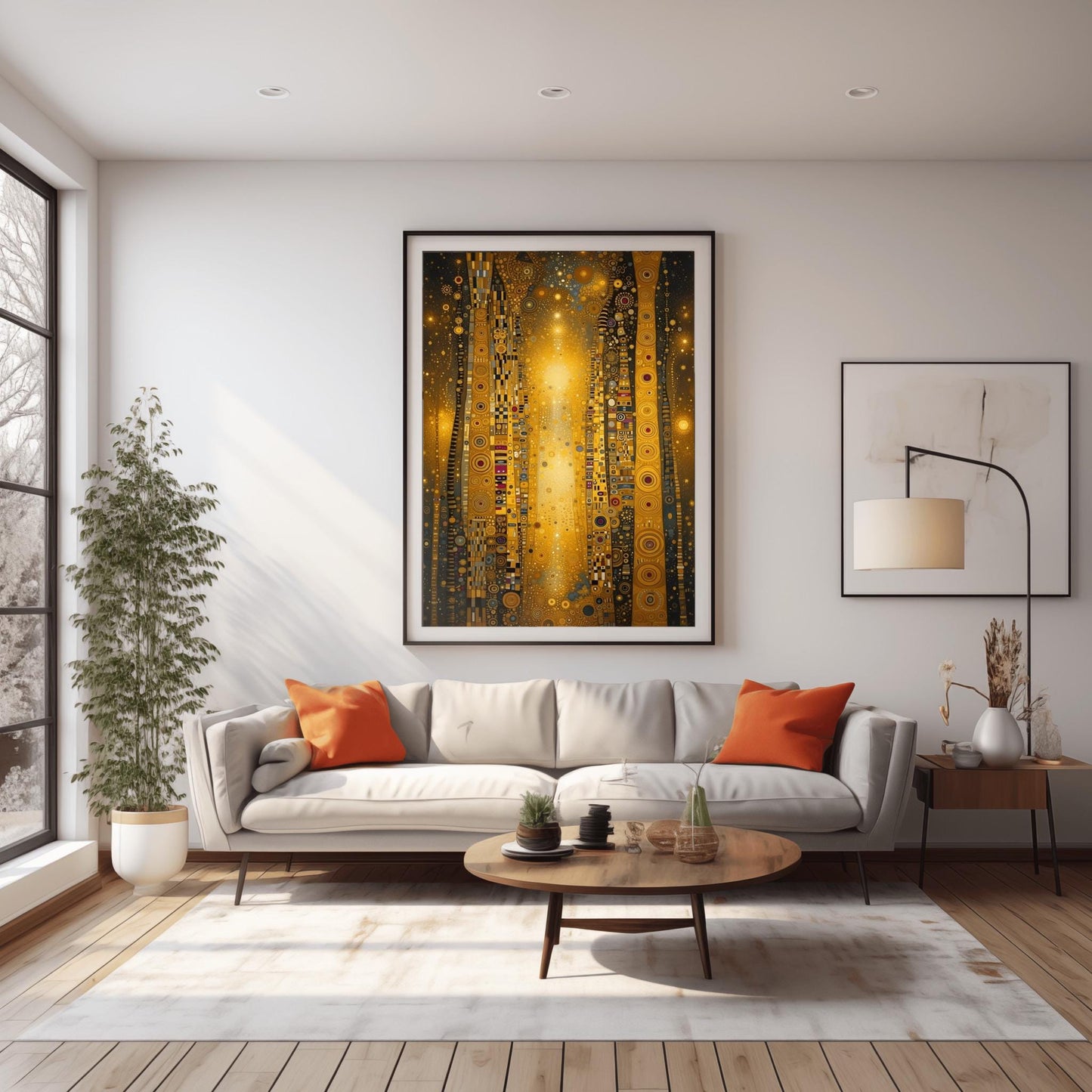 Gold Mosaic Wall Art: Gustav Klimt Inspired Abstract (Multiple Sizes)