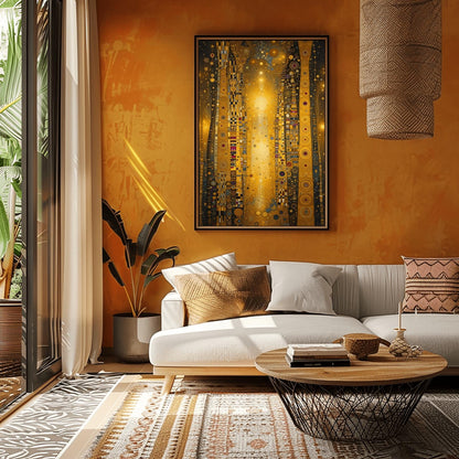 Gold Mosaic Wall Art: Gustav Klimt Inspired Abstract (Multiple Sizes)