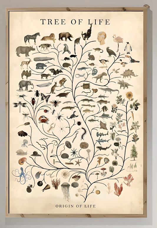 Tree of Life Art Poster – Vintage Evolution Chart, Biology Wall Art, Science Decor, Nature Print, Unique Gift