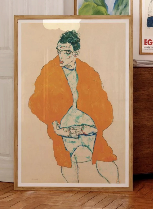 Egon Schiele Art Print Self-Portrait 1914 | Museum-Quality Giclée Wall Art | Unique Christmas & Birthday Gift Idea