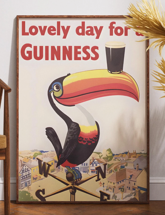 Guinness Poster Vintage Toucan Print – Irish Stout Beer Wall Art for Bar, Pub, Man Cave Decor & Gift