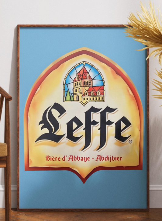 Leffe Beer Logo Print – Classic Belgian Abbey Ale Wall Art, Elegant Bar Decor, Monastic Brewery Sign, Beer Lover Gift