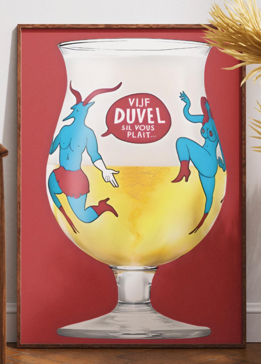 Duvel Beer Glass Art Print - Unique Belgian Ale Poster & Iconic Brewery Wall Decor for Home Bar, Man Cave, Beer Lover Gift