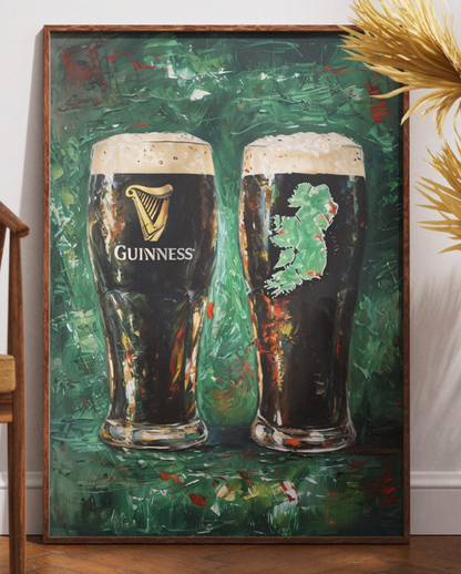 Guinness Impressionist Beer Poster, Irish Painting, Ireland Beer Gift, Bar Art, Ireland Painting, Alcohol Art, Bar Beer, Beer Artist