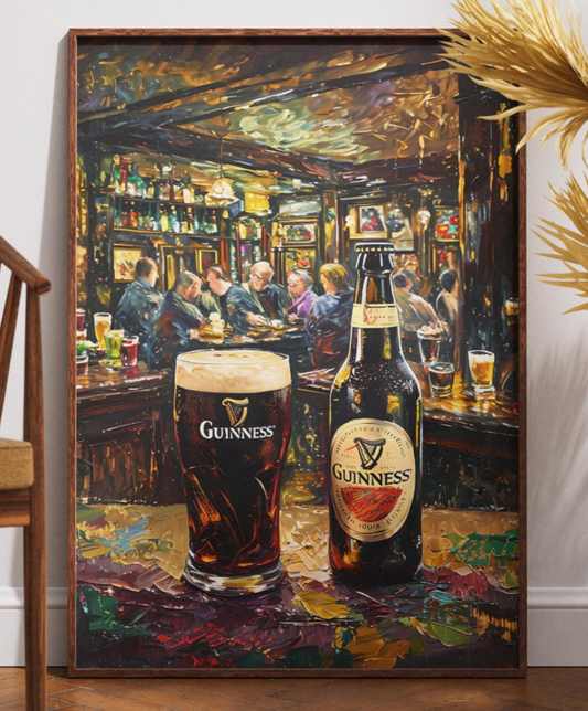Guinness Pint And Bottle Impressionist Print, Irish Painting, Irish Beer Gift, Bar Art, Ireland Painting, Alcohol Art, Bar Beer, Beer Artist