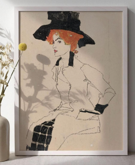 Egon Schiele Portrait of a Woman Vintage Art Print, Vibrant Antique Painting, Woman Portrait Wall Art, Poster Print Decor