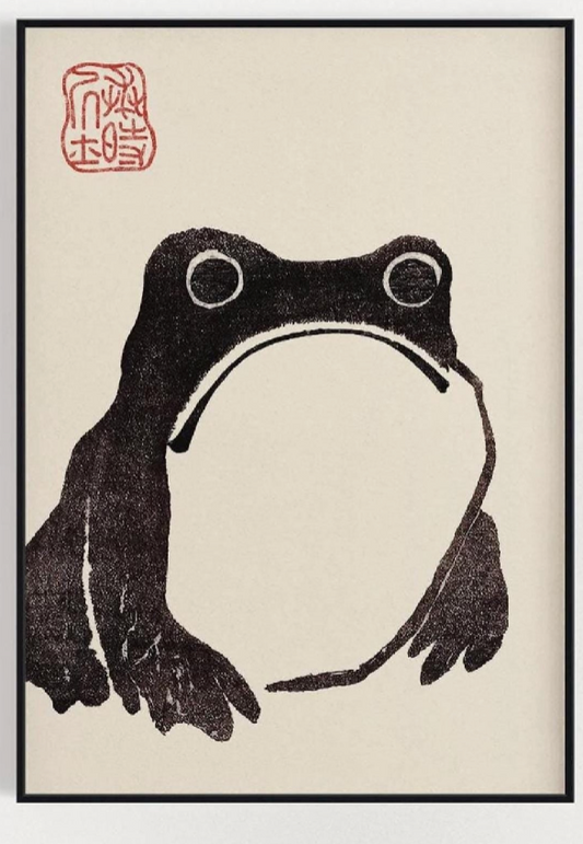 Japanese Frog Print Vintage Wall Art - Matsumoto Hoji Animal Poster, Wabi Sabi Modern Home Decor Interior