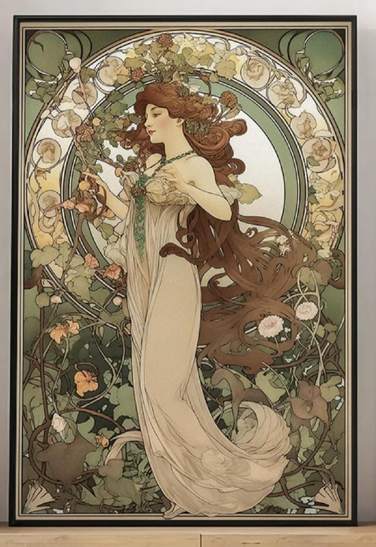 Alphonse Mucha Art Print on Canvas - Classic Art Nouveau Home Decor, Elegant Wall Art, Vintage Style Painting