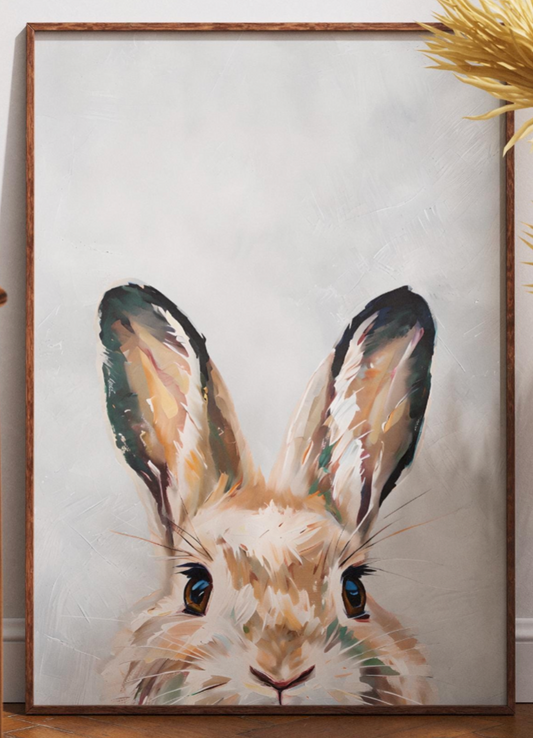 Vintage Bunny Painting, Vintage Easter Rabbit Printable, Nursery Wall Art, Rustic Spring Decor, Cottagecore Poster