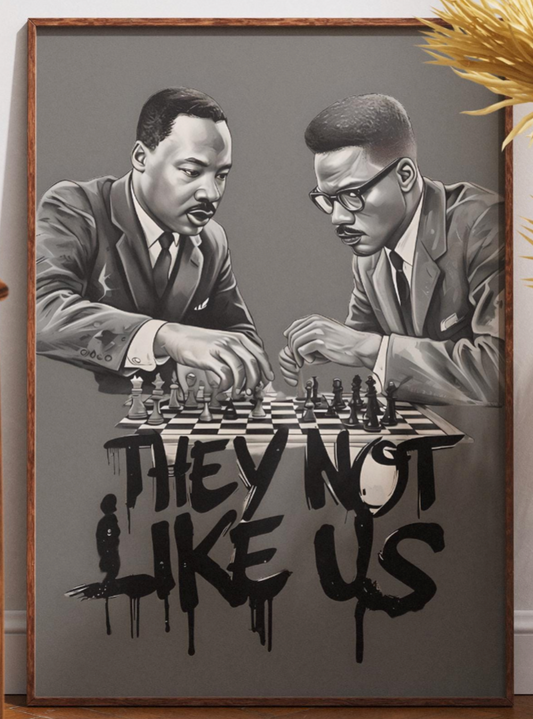 Martin Luther King & Malcolm X Poster Black History Art Juneteenth For The Culture I Have a Dream Print