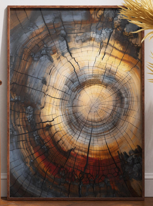 Tree Rings Wall Art Abstract - Modern Minimalist Farmhouse Decor Poster Print