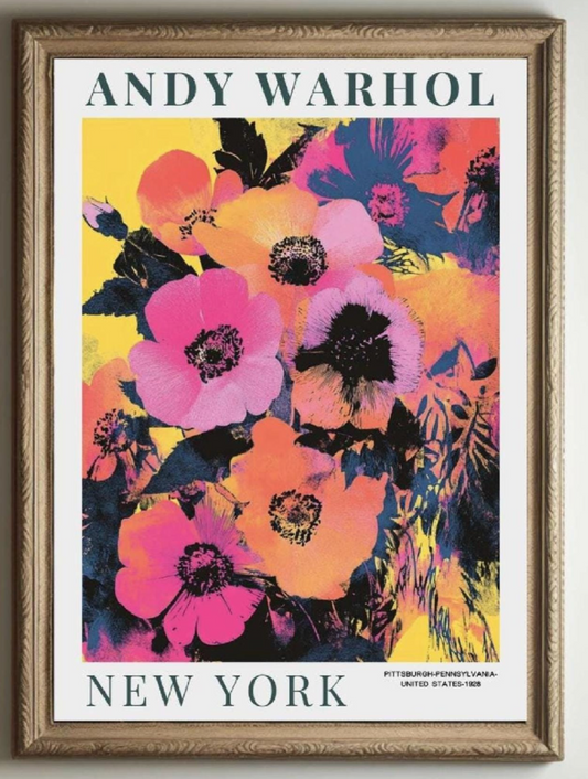 Andy Warhol Poster - Iconic Pop Art Flower Print, Vintage Andy Warhol Artwork Wall Decor, Colorful Andy Warhol Print for Home