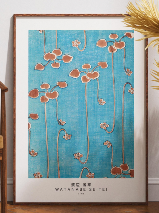 Watanabe Seitei Art Print Japanese Poster Blue Vintage Woodblock Exhibition Wall Decor Gallery Home