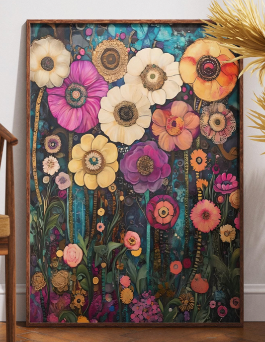 Gustav Klimt Print Flower Garden Print Poster, Moon & Stars Tree Art, Premium Matte Paper, Klimt Exhibition Wall Decor, Fine Art Print