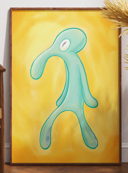 Squidward Painting Print, Abstract Wall Art, Squidward Canvas Poster, Modern 3D Canvas, Bold And Brash Canvas Print, Luxury Canvas Poster