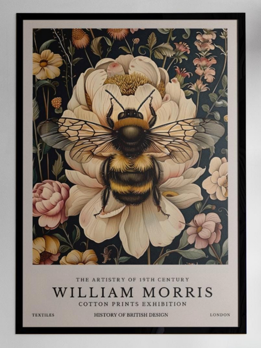 William Morris Bee Print, Art Nouveau Poster, Vintage Textiles Art, Botanical Insect Wall Decor, Nature Lover Gift, Unframed Art