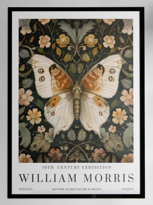 William Morris Butterfly Print, Art Nouveau Insect Wall Art, Vintage Nature Decor, Exhibition Poster, Unframed Botanical Gift