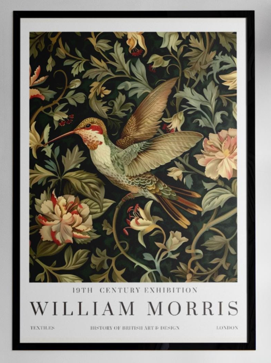 William Morris Prints Vintage Wall Art Poster Hummingbird Textiles Art Exhibition (main image)