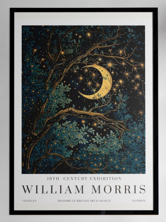 William Morris Moon & Stars Print, William Morris Exhibition Print, William Morris Poster, Vintage Wall Art, Textiles Art, Vintage Poster