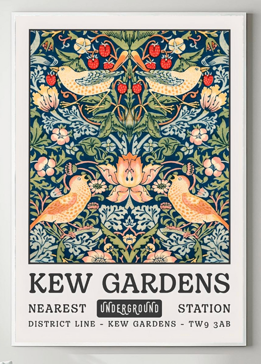 Kew Gardens Print, London Print, Botanical Gardens Print, William Morris Poster, Vintage Wall Art, Floral Art, Vintage Poster, All Sizes