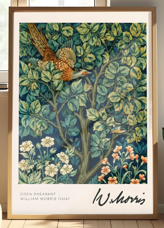 William Morris Print Vintage Pheasant Floral Wall Art Exhibition Print Textiles Home Decor