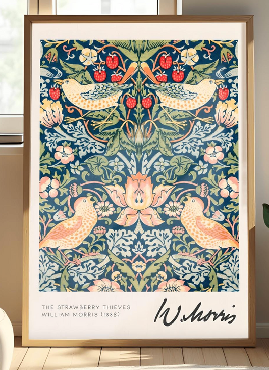 William Morris Print Vintage Strawberry Thieves Floral Wall Art Exhibition Print Textiles Home Decor