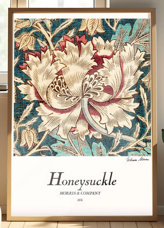 William Morris Print Vintage Honeysuckle Floral Wall Art Exhibition Print Textiles Home Decor