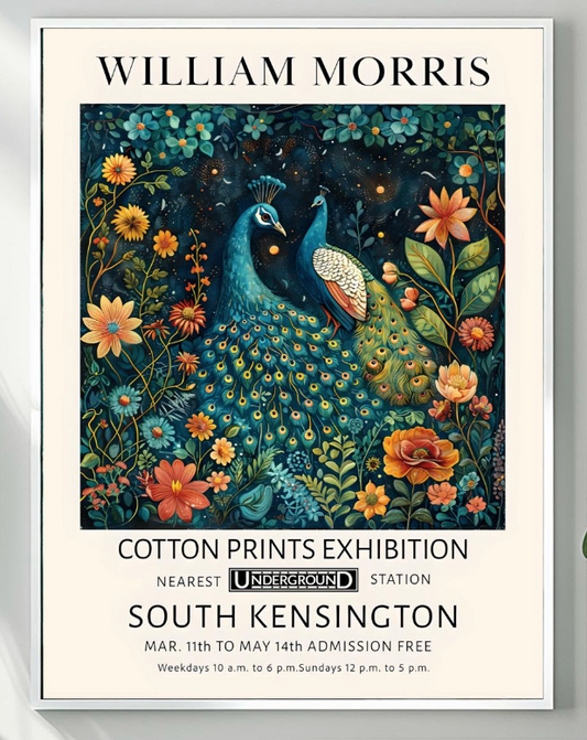 William Morris Print Vintage Peacock Floral Wall Art Exhibition Print Textiles Home Decor
