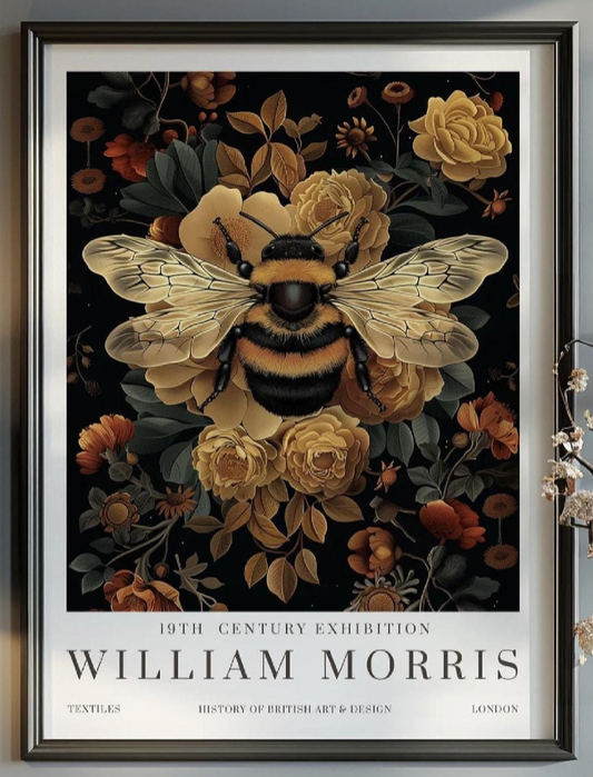William Morris Print Vintage Wall Art Poster Bumble Bee Textiles Art Exhibition Vintage Poster