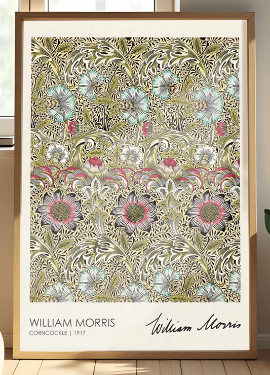 William Morris 'Corncockle' Print, Vintage Floral Pattern, Arts and Crafts Wall Art, Botanical Home Decor, Timeless Classic Art