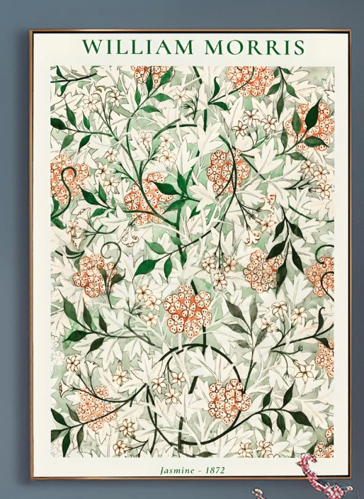 William Morris 'Jasmine' Print, Vintage Floral Pattern, Arts and Crafts Wall Art, Botanical Home Decor, Timeless Classic Art