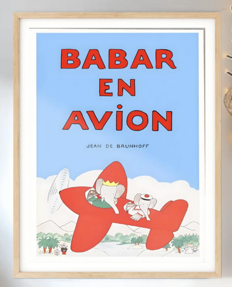 Babar The Elephant Wall Art, Nursery Decor, Kids Gift, Retro Illustration Print, Child's Room Decor, Cute Baby Shower Gift, Physical Print