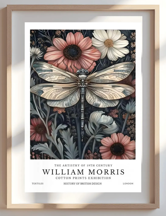 William Morris Exhibition Poster, Dragonfly Print, Arts and Crafts, 19th Century Art