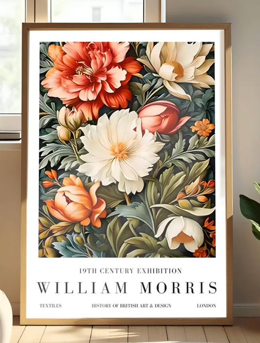 William Morris Exhibition Poster, Floral Print, Arts and Crafts, 19th Century
