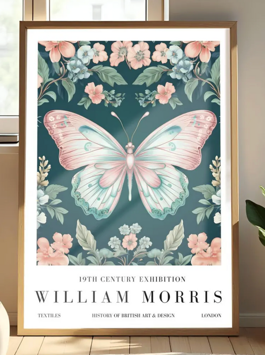 William Morris Exhibition Poster, Butterfly Print, Arts and Crafts, 19th Century Art