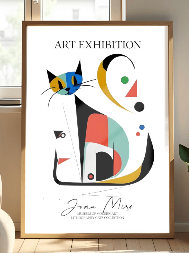 Joan Miró Cat Poster: Abstract Geometric Art Exhibition Print