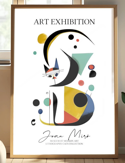 Joan Miró Cat Poster: Abstract Geometric Art, Modernist Exhibition Print