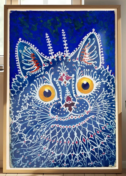 Louis Wain Cat Art Poster – Psychedelic Cat Wall Decor, Trippy Feline Artwork, Outsider Art Print for Cat Lovers & Art Collectors